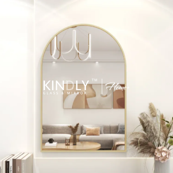 Metal Frame Construction Large Arch Wall Mirror