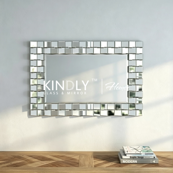 Sliver And Diamond Rectangle Art Decorative Wall Mirror