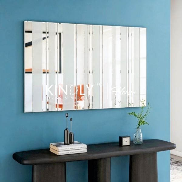 Sliver Foil Paper Accent Rectangle Decorative Wall Mirror