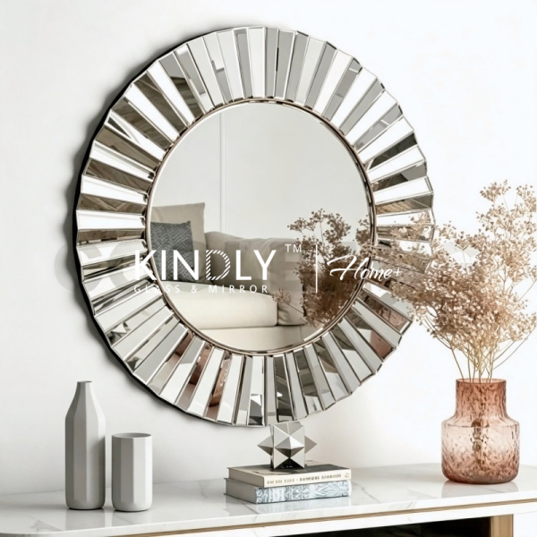 Sliver And Diamond Round Art Decorative Wall Mirror